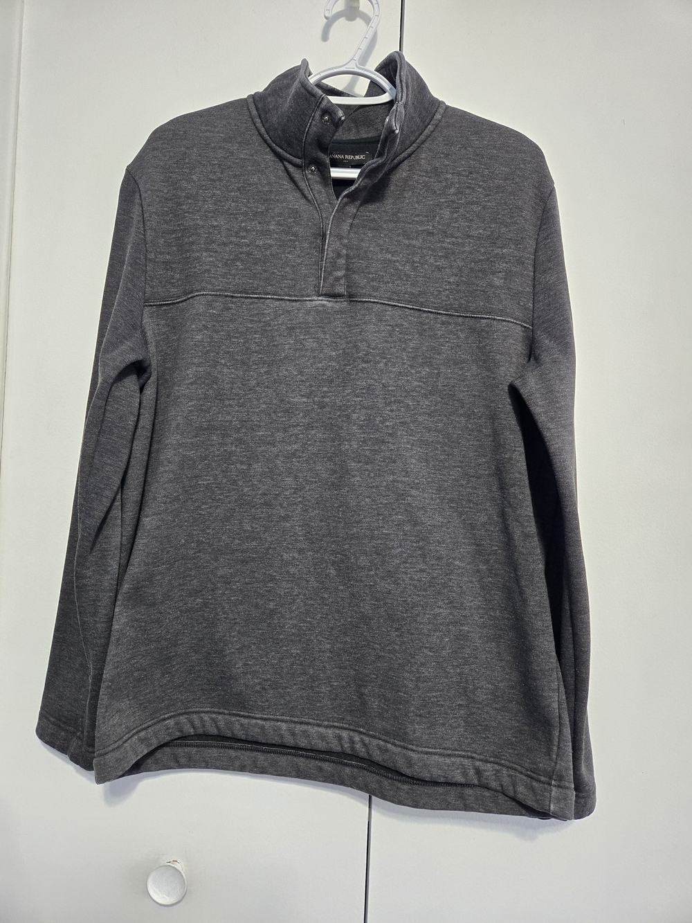 Banana‎ Republic Gray Mock Neck Snap Pullover Sweatshirt Large